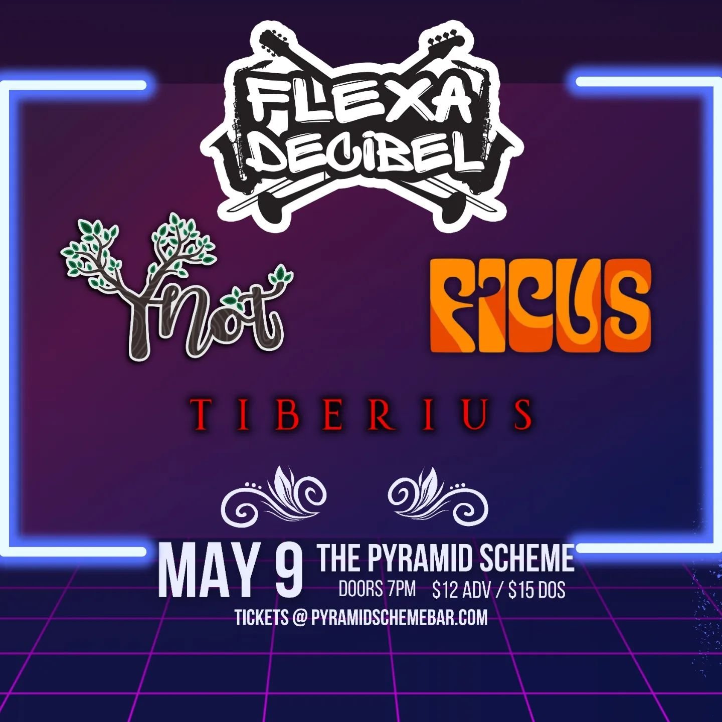 2 weeks away! We are so excited to throw down with @flexadecibel, @ficustheband and @tiberius_band at the Pyramid Scheme on May 9th!!

#grandrapidsmusicscene #grandrapidsmichigan #michiganmusic #pyramidschemegr #ynotplaymusic #flexadecibel #ficus #ti