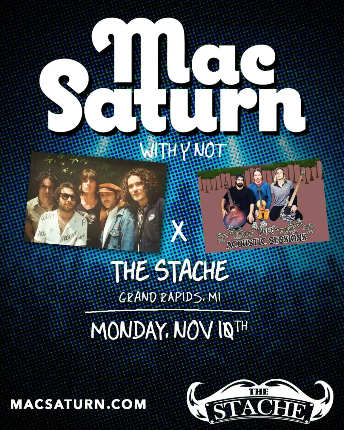 We're excited to announce that we've just added a trio show to our calendar this coming Monday opening up for Detroit's own Mac Saturn! Show starts at 8pm, and as always, our Acoustic Sessions shows allow us to perform some deeper cuts from the Y-Not