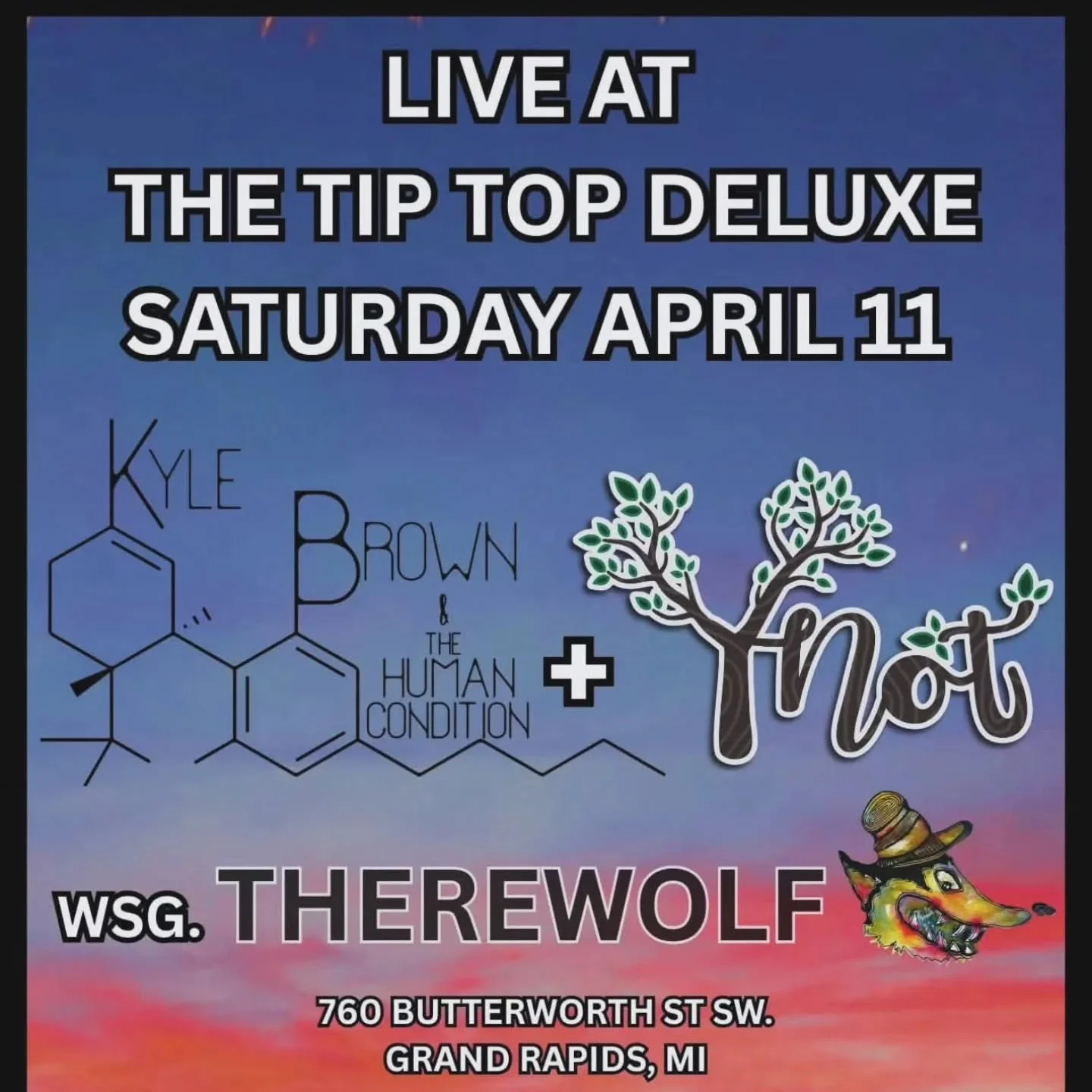 April Tip Top throwdown incoming! @kylebrownthc and Y-Not will collide on April 11th! We're excited to have @caleb_elzinga joining us for this one and the super talented Therewolf opening! See you there ❤️