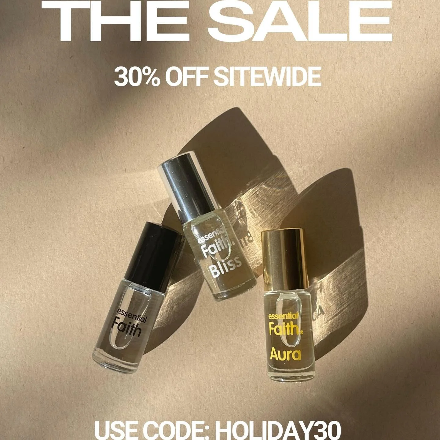 CYBER MONDAY: 30% off all orders on our site! Use code: HOLIDAY30 at checkout. Sale ends tonight at midnight PST. Link in bio to purchase. 

#essentialfaith #faithoils #cybermonday #holidaygiftideas #sale #essentialfaithaura #essentialfaithbliss #oil