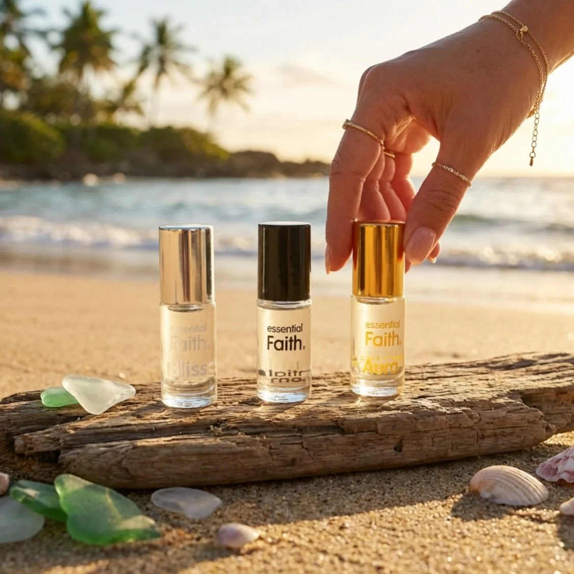 Vacation daydreams.. 💭 Warm weather, golden sunny days, beach hair, and sun-kissed skin. 
Our handcrafted oils work with your body heat and body chemistry creating a scent that&rsquo;s just for you. 
OG- subtle, clean, soft, sensual 
AURA- creamy, c