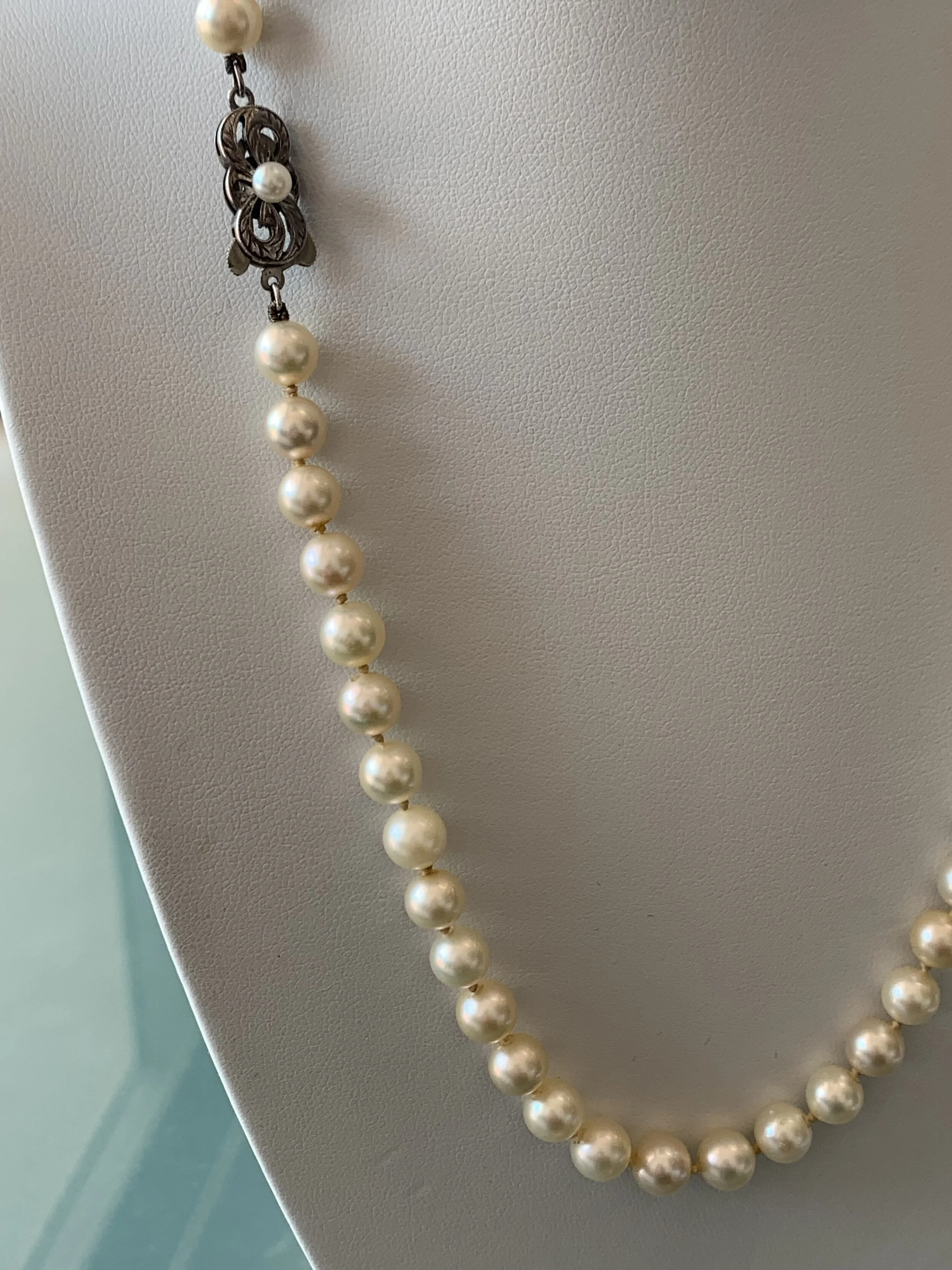GENUINE MIKIMOTO PEARL STRAND NECKLACE STERLING SILVER 925