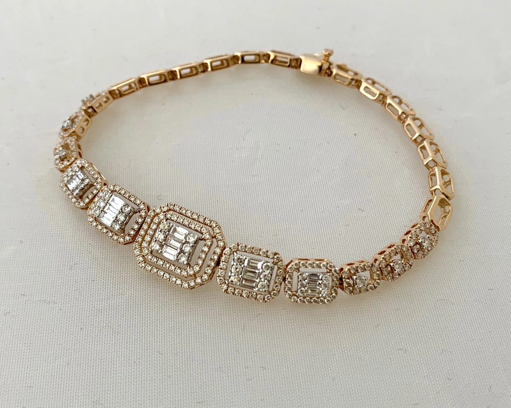 SUPERB 2.5CT DIAMOND TENNIS BRACELET 18CT ROSE GOLD VALUATION AS PICTURED