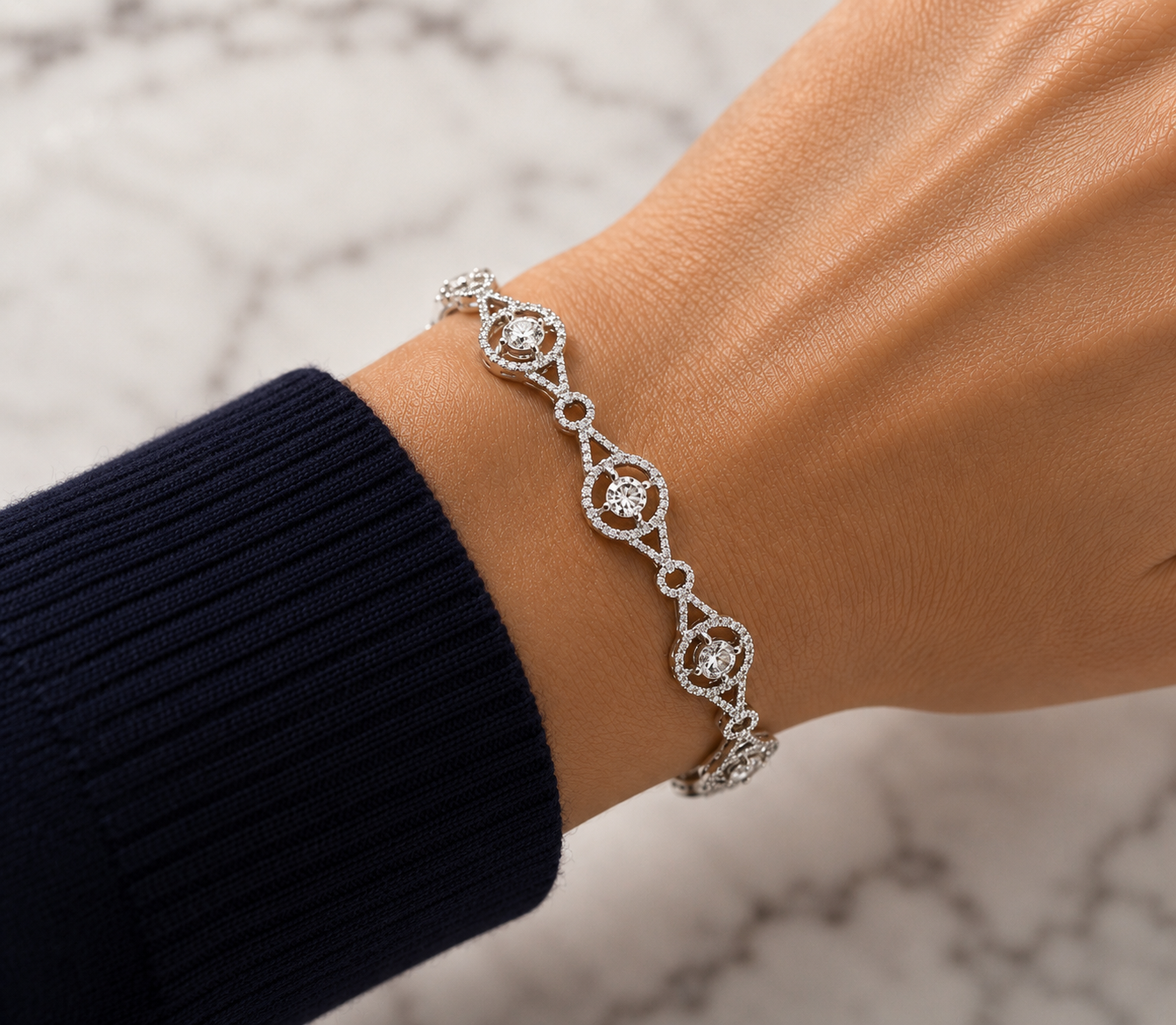 3.50CT CARAT GENUINE DIAMOND BRACELET IN 18CT WHITE GOLD WITH VALUATION