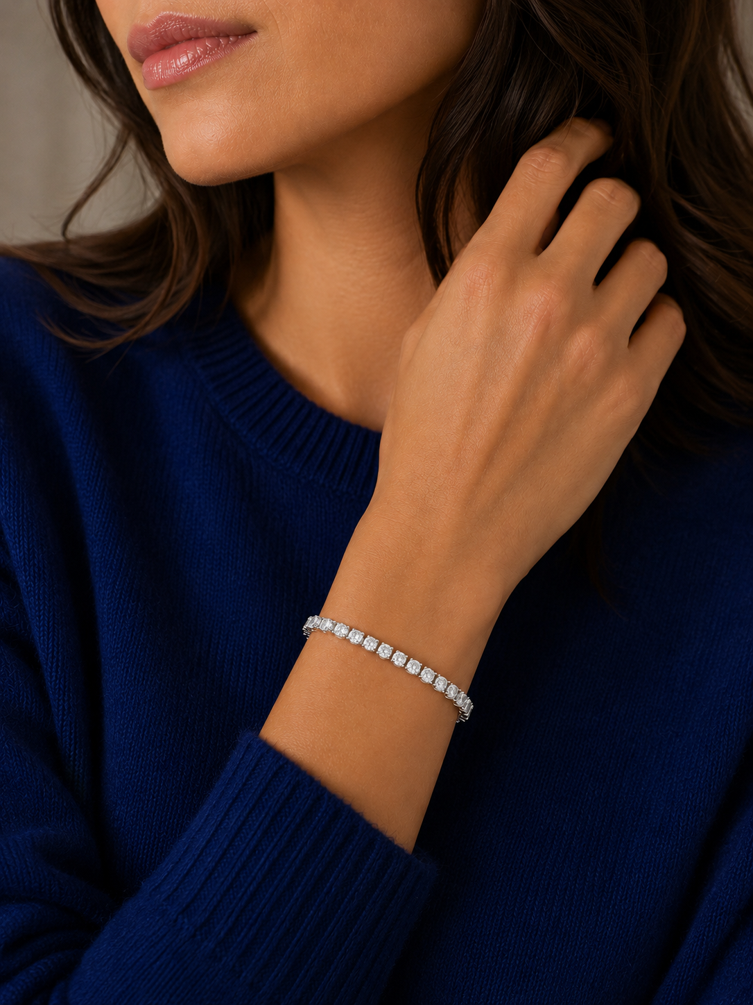QUALITY 6CT NATURAL DIAMOND TENNIS BRACELET 9CT WHITE GOLD