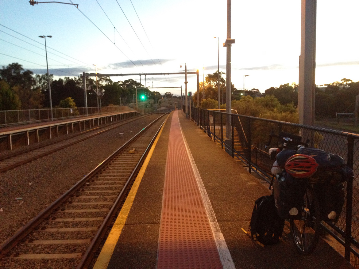  Fully loaded bike and Waiting in Morpheme Vale railway station to go to City centre.&nbsp; 