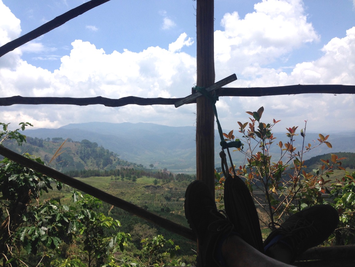  Relaxing with feet up, after climbing the mountain, and then its time to go down. 