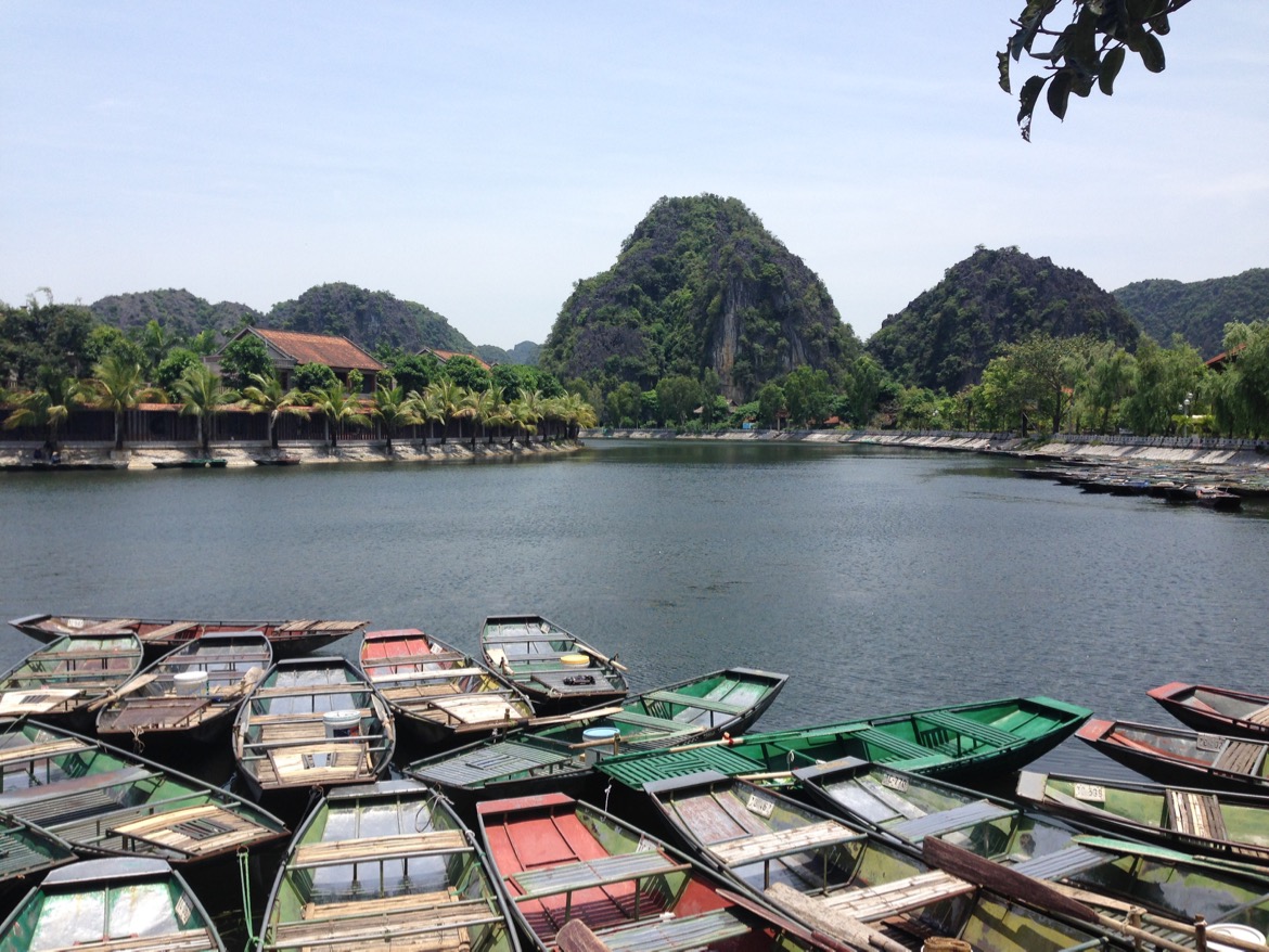  Parked boats at Tam Coc, Ninh Binh. 