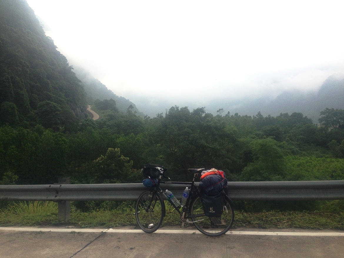  Heading to the next destination Pho NHa. If you look keenly in this pic, you would see the texture on the road. All roads in the National Park have these horizontal lines to provide more grip for vehicles, but difficult to ride bicycles on. It reall