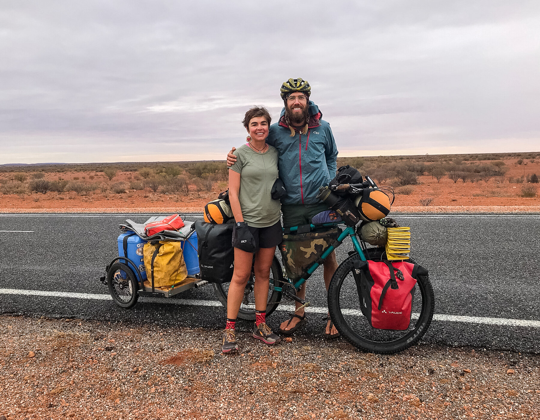  Respect!&nbsp;    What an amazing story! This woman (Katie) was running across Australia, and her husband was carrying all the water and food for her. That is such a display of dedication and love. It is an inspiration to see people going after thei