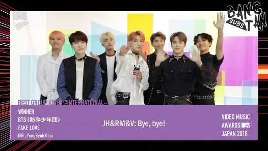 181014 Japan VMAs - BTS Wins Best Group Video -International-