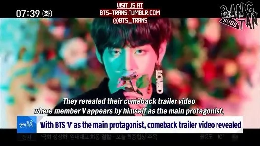 180508 MBC News Today Entertainment Talk Talk - BTS, reveals comeback trailer video with 'V as the main protagonist'