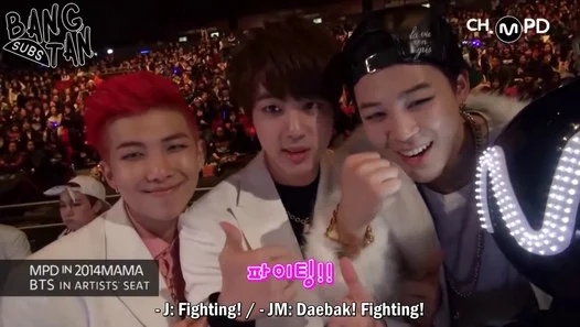 141203 [MPD in 2014MAMA] BTS in Artists's seat~ Meeting BTS at the live broadcast site!