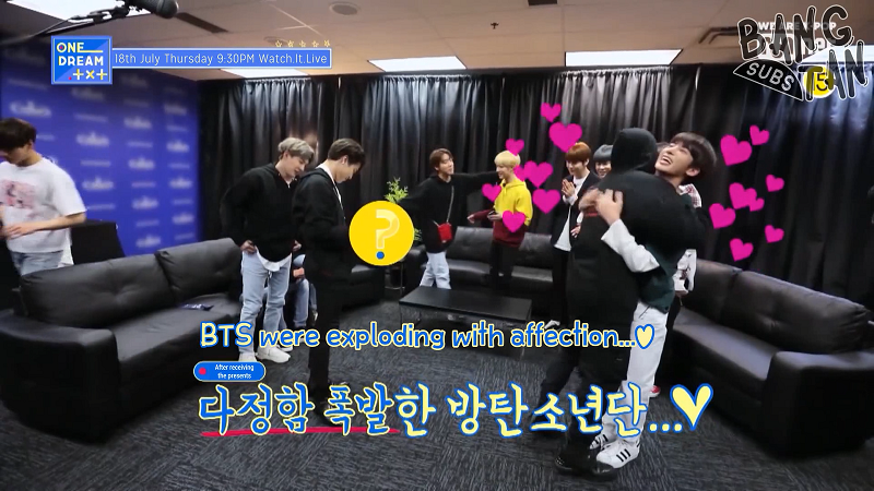 190711 ONE DREAM.TXT - Ep4/Preview: BTS hyungs' hearts are fluttering (!) And, the special event prepared by Tomorrow X Together is?!