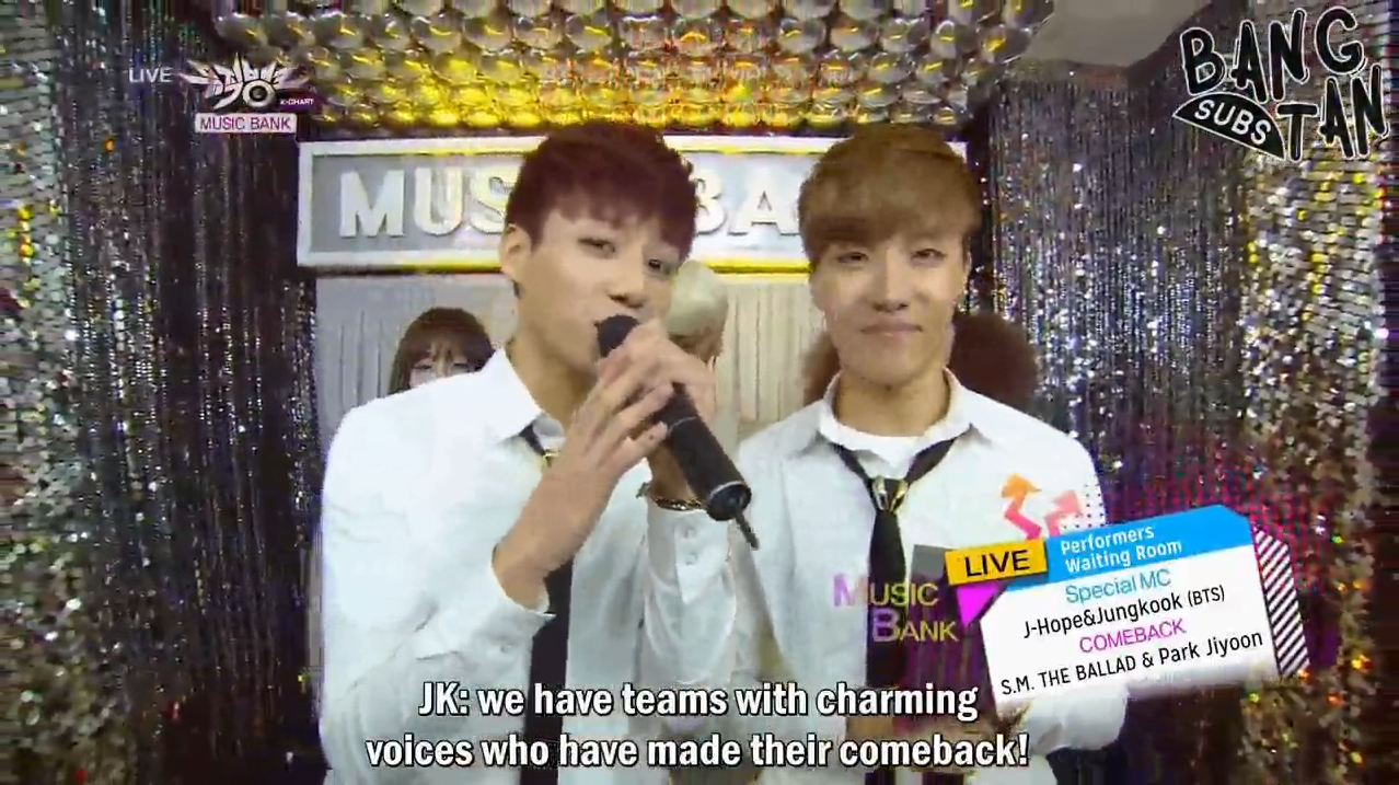 140214 Music Bank Waiting Room - Special MCs J-Hope &amp; Jungkook