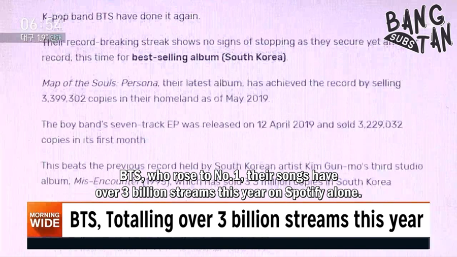 191211 Morning Wide - BTS, Spotify's Most Streamed K-Pop Group of The Year