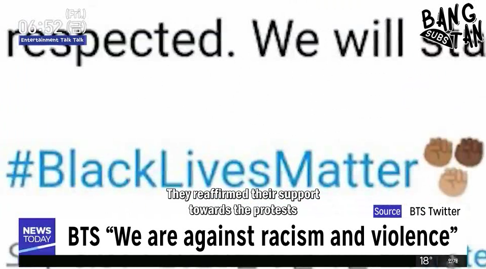 200605 Today Celebrity Talk Talk - BTS "We Are Against Racism and Violence"