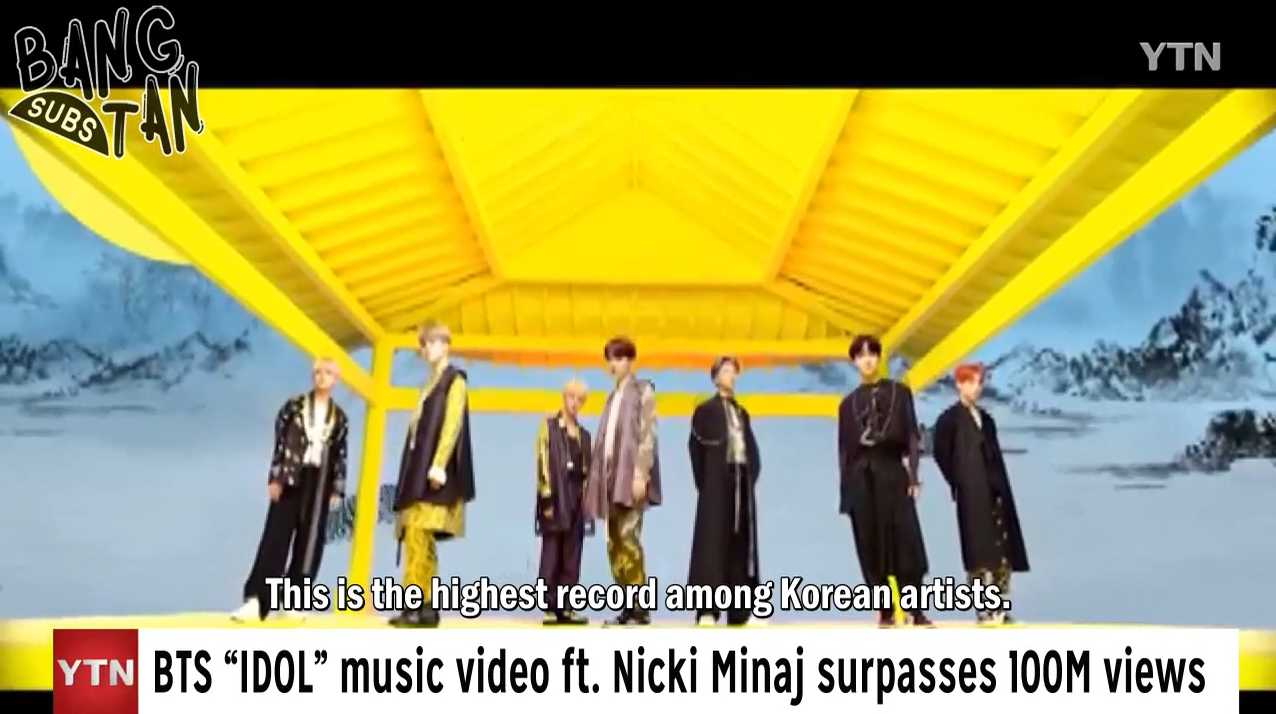 200607 YTN News - BTS IDOL MV ft. Nicki Minaj Gains Over 100M Views