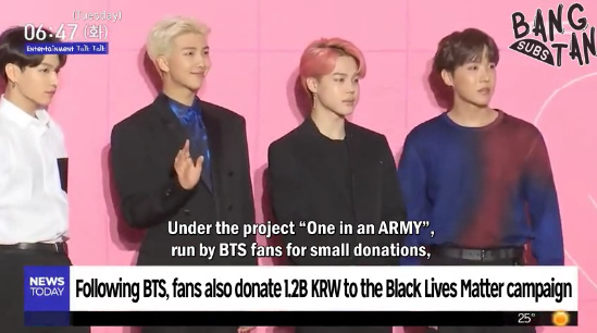 200609 Today Entertainment Talk Talk - Following BTS, Fans Also Donate 1.2B KRW to the Black Lives Matter Campaign