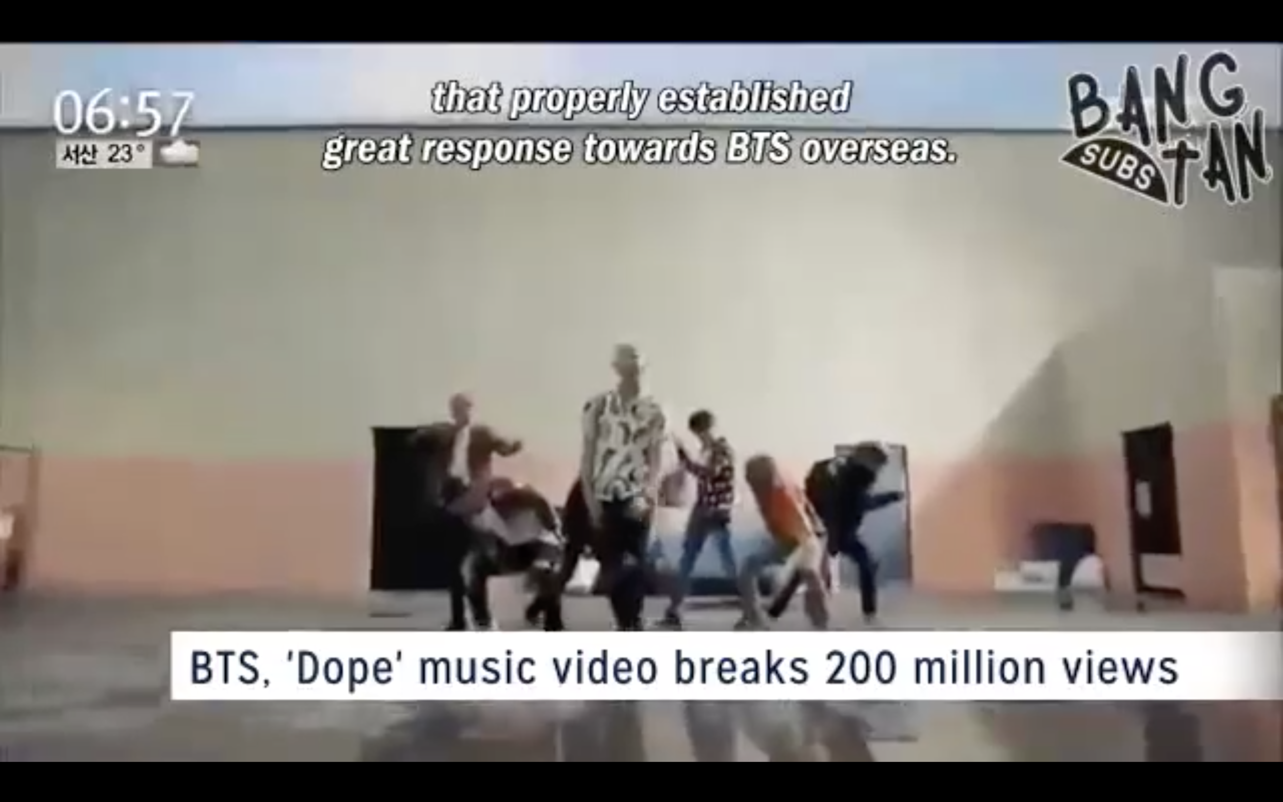 170820 MBC News Celebrity Today - 'Dope' Music Video Breaks 200 Million Views