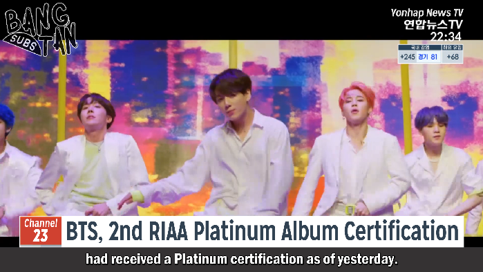 201118 Yonhap News TV - 2nd RIAA Platinum Album Certification