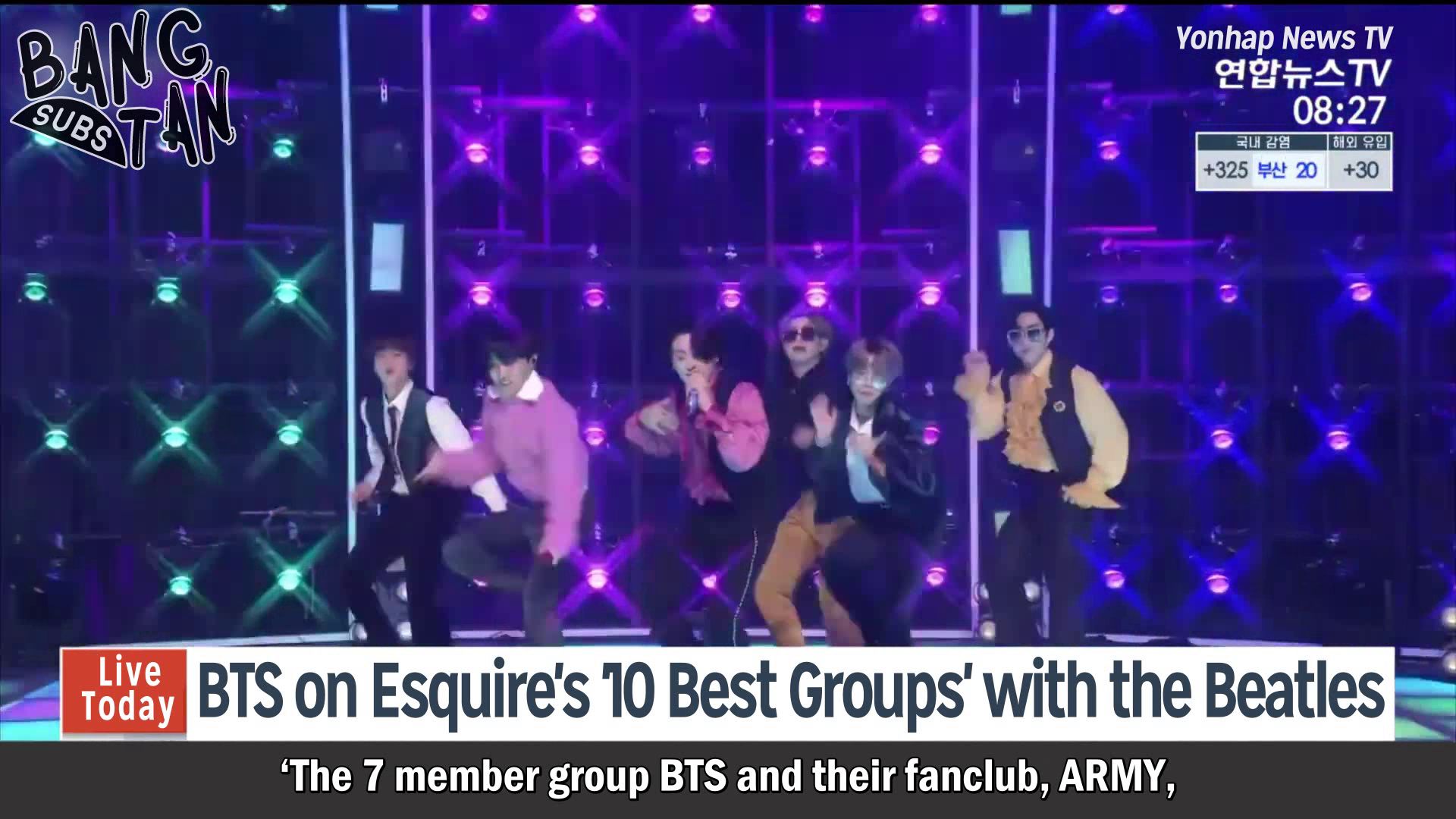 210201 Yonhap News TV - BTS on Esquire's '10 Best Groups of All Time' with the Beatles and more
