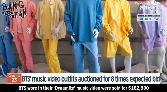 210201 Yonhap News TV - BTS' music video outfits auctioned for 8 times expected bid