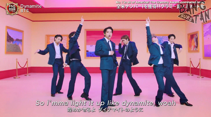 201202 BTS on Fuji TV’s FNS Music Festival - Message and Dynamite Performance