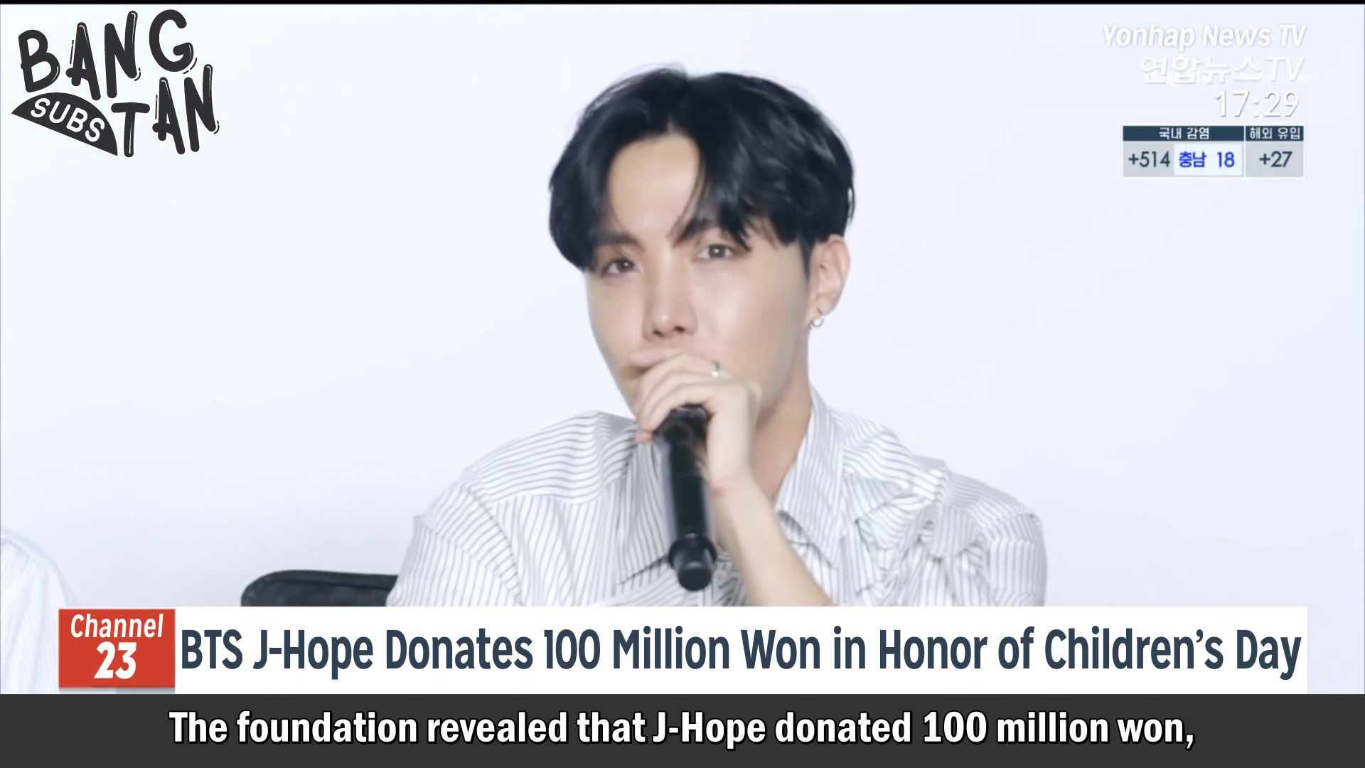 210504 Yonhap News TV – J-Hope Donates 100 Million Won in Honor of Children’s Day