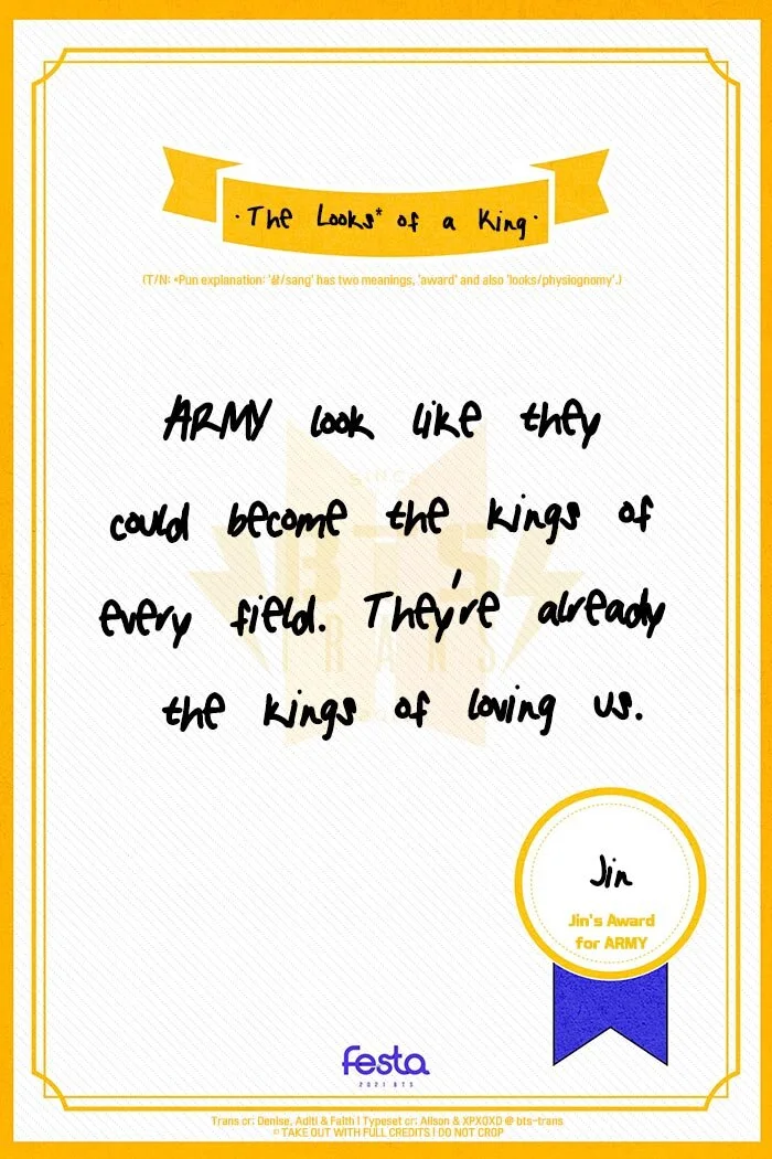 Jin's Award for ARMY