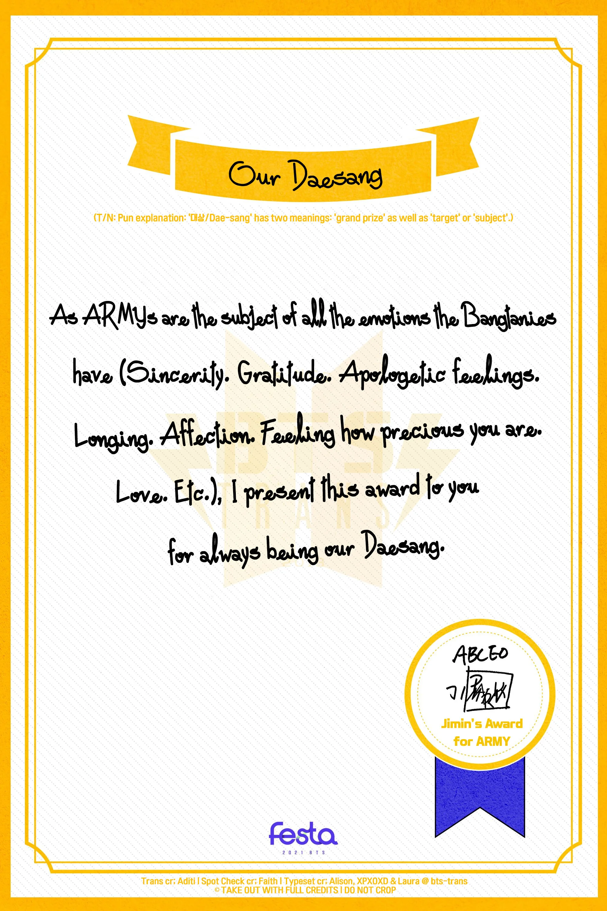 Jimin's Award for ARMY