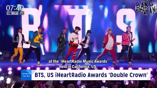 180313 MBC News Entertainment Talk Talk - BTS, US iHeartRadio Awards ‘Double Crown’
