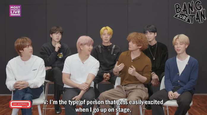 230706 Ask Anything Chat - How Does BTS's V Get Pumped Before A Show