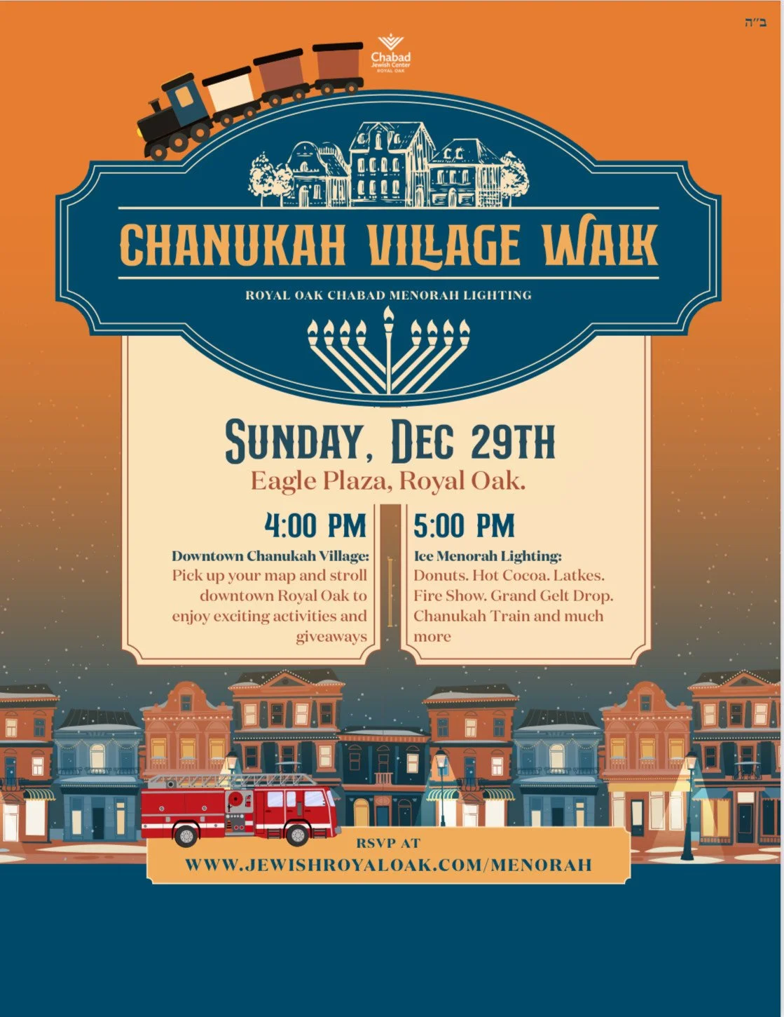 Royal Oak Chanukah Village Menorah Lighting - POSTPONED to Monday 12/30