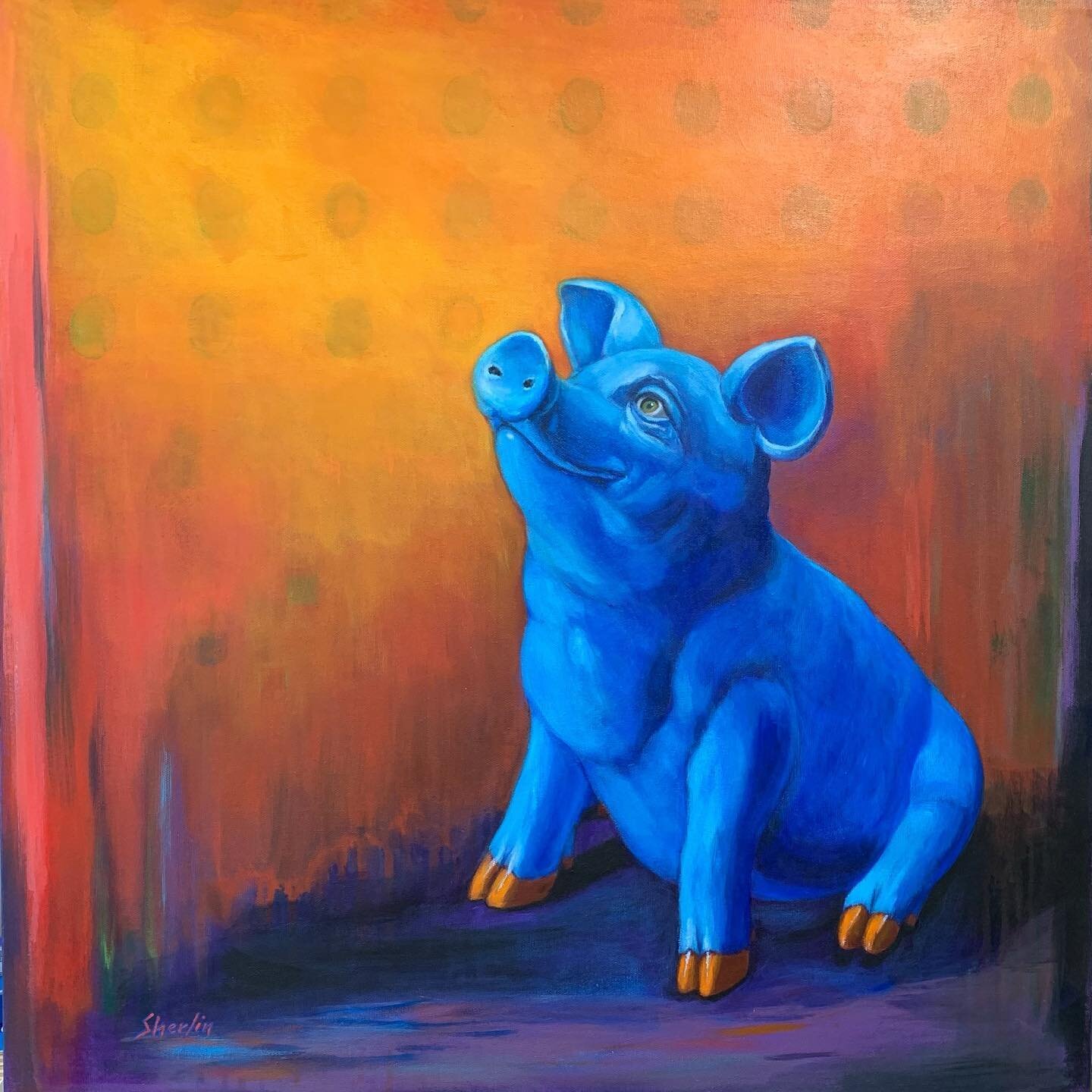 &ldquo;Needy Pig&rdquo; acrylic on canvas, 24 x 24 inches 

#artist_alliance_com #Jen ToughGallery #paintingartists #contemporarypainters #figurativeartists #artdiscover #artlovers #artstudio #artsy #bcartist #kootenaylife #nelsonkootenaylaketourism 