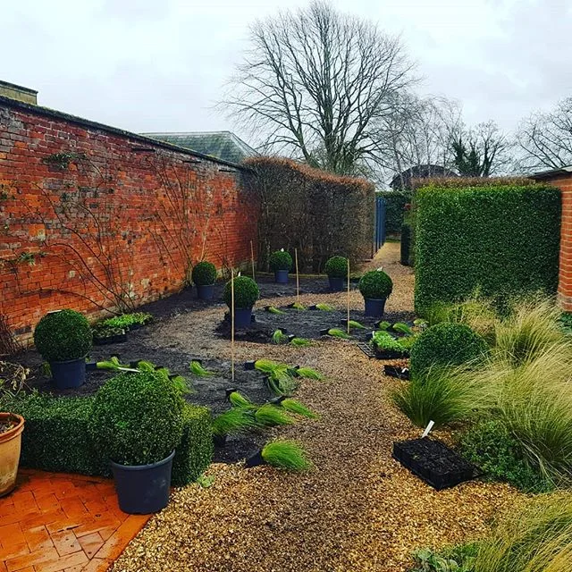 Laying out new plantings in the cold, wind and rain #needsmust #planting #perennials #gardendesign #gardensofinstagram #greatgardens #greatclients #rainwontdampenourspirits
