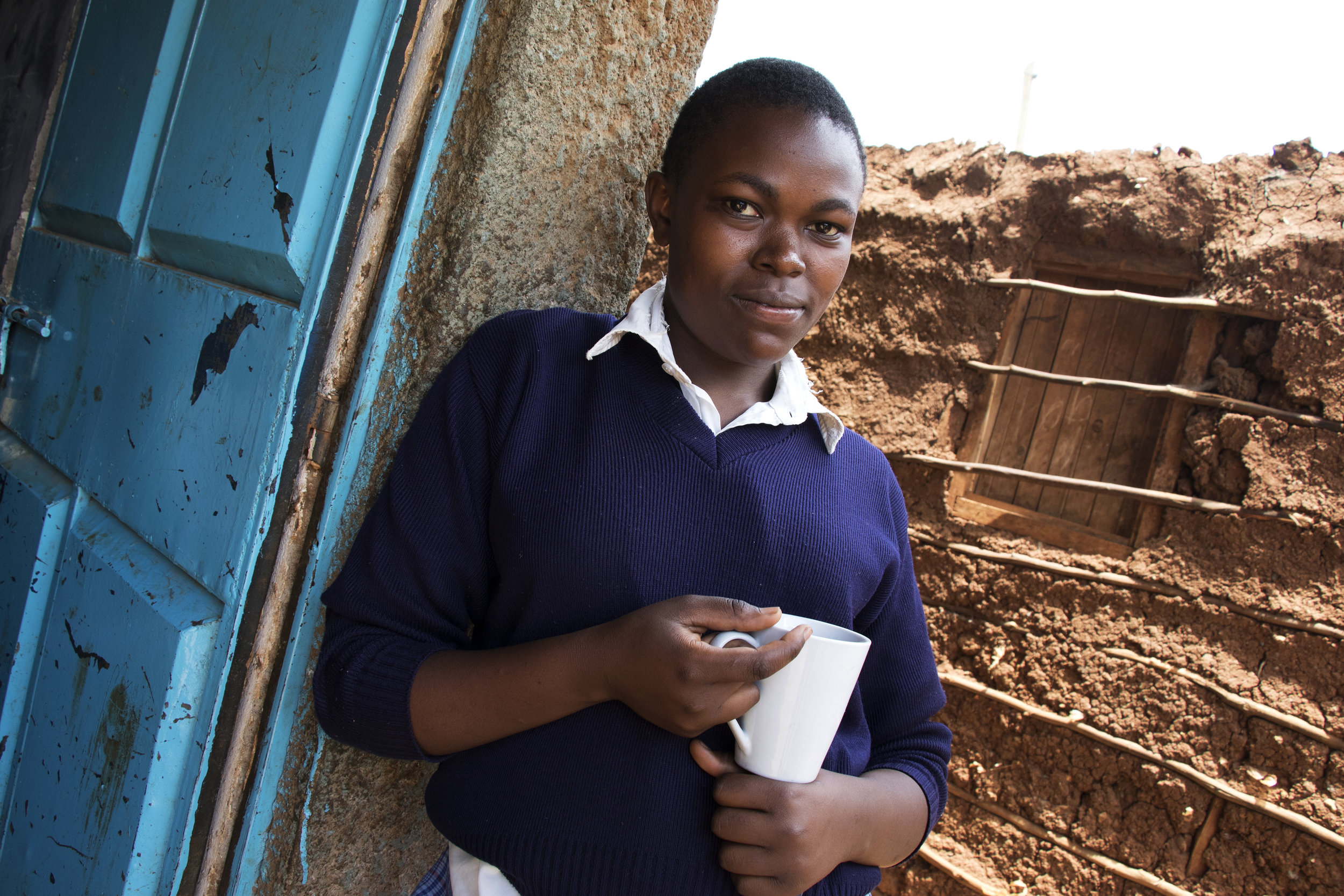 Cynthia, 18, is a high school student at Kibera Girls Soccer Academy. For girls living in Kibera, this is a rare opportunity to be able to get high school level education.