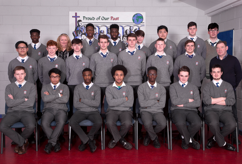 6.1 2018 Class Back row: Fawwaz Kekere-Ekun, Ms McGowan, Ryan Benedo, Handsome Agunloye, Emmet Kerr, Tien Dinh Dinh, Christopher Whelan, Cathal Doherty. Middle row: Joe Linogao, Anthony Kent, Zach Keller, Alan Connor, Dan McCabe, Eoin Reilly, Dylan Matthews, Mr Stephenson. Front row: Alexsandrs Kurtiss, Mark Queypo, Joshua Sokan, Noah Ajayi, Olajuwon Dele, Craig Sawyer, Josh Reilly.