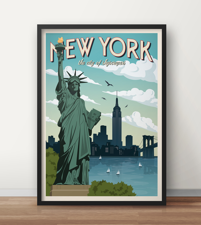 Details about   New York Visit Minimalist Travel Picture Print Poster Fabric 14x21 27x40 N-632