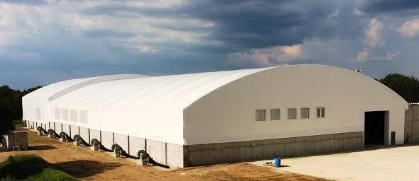 BCR’s industry-revolutionizing technologies that convert organic waste streams into safe, valuable, and marketable end products require covered shelters for processing and storage. The 133’ by 271’ structure is designed to protect compost processes and simultaneously provide storage facilities. Shelter-Rite PVC coated fabric and provides warranted durability, UV protection, and cost-effectiveness. For more information on the project, click here .