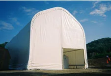 CDM Construction Gable Style. 24ft W x 54ft L x 21ft H with 16ft side walls. Covers a water treatment plant so repairs can be made.