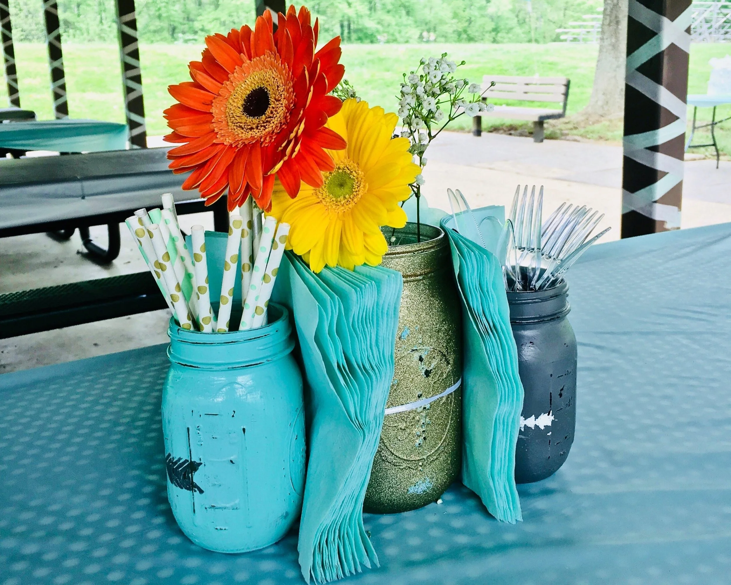 jar centerpieces for baby shower