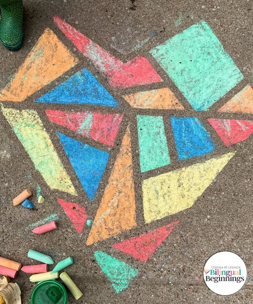 Mosaic Heart Chalk Activity for Preschoolers — Lorena & Lennox