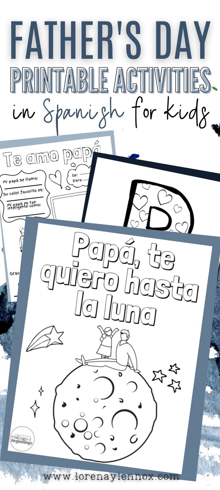 Four Free Father’s Day printable PDF activities in Spanish for toddlers, preschoolers and kindergarteners   . These are the perfect activity to do in the classroom or at home!