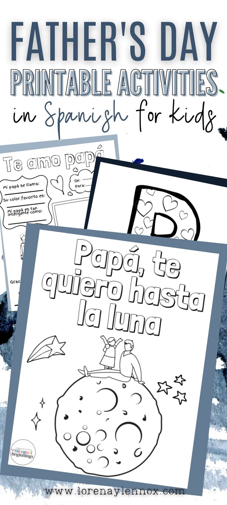 Four Free Father’s Day printable PDF activities in Spanish for toddlers, preschoolers and kindergarteners . These are the perfect activity to do in the classroom or at home!