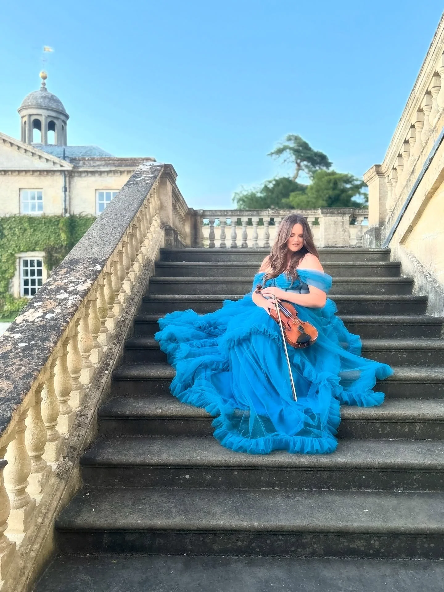 Throwback to the summer and being shrouded in tulle courtesy of @the.resonance.vault I do love to dress up in spectacular dresses from time to time! #violin #violinist #eventmusic #eventmusician #violinista #summervibes☀️ #weddingmusician #weddingvio