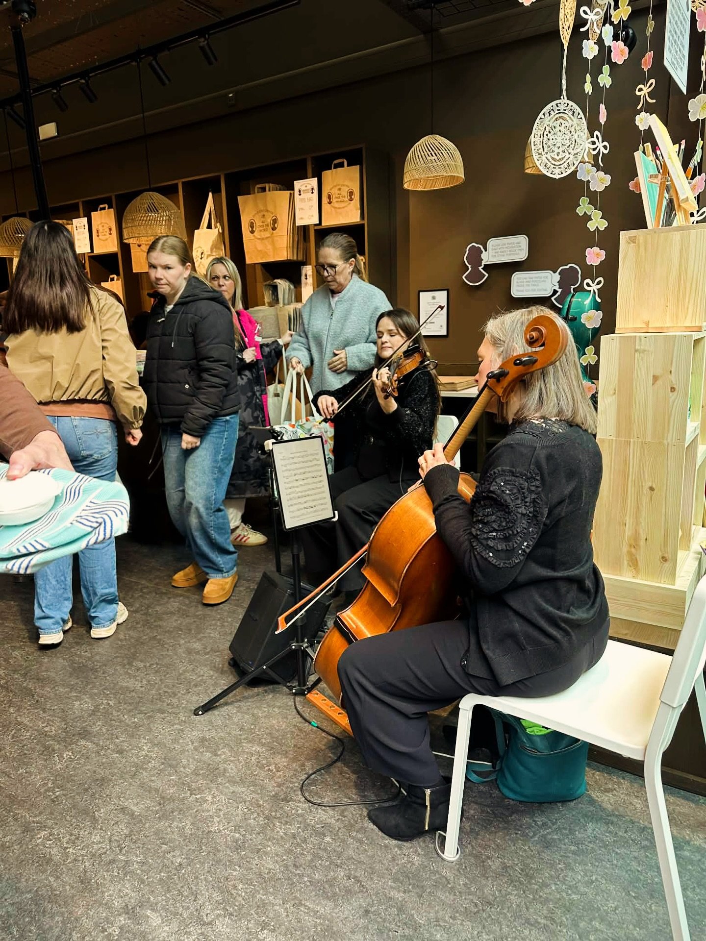 Playing at the opening of @sostrenegrene Fareham yesterday with @helendownham for @dolce_strings_uk