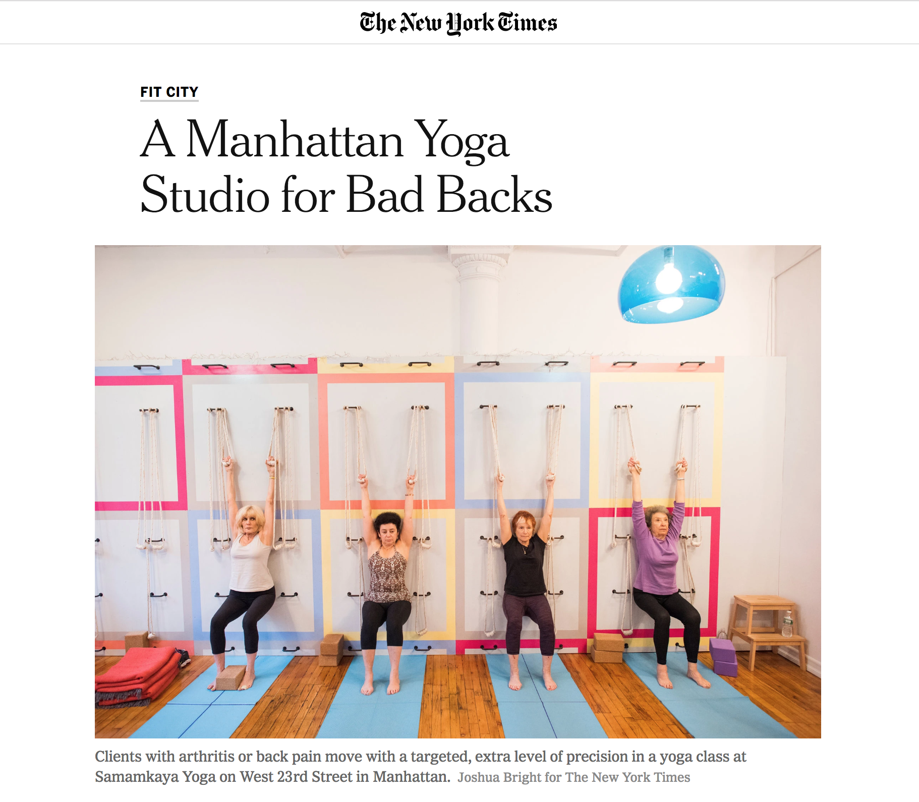 New York Times, A Manhattan Studio for Bad Backs