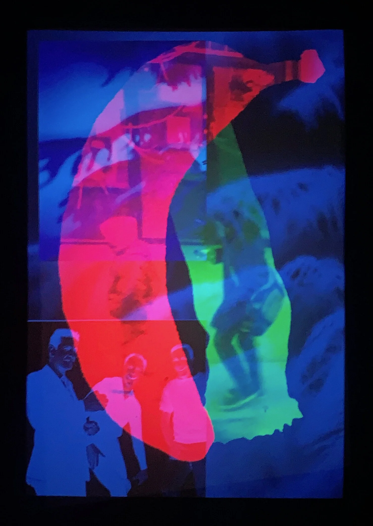 Alex Kwartler &amp; Sam Roeck ALWAYS, 2020 (slide detail) Slide projectors, slides, rotating metal bases, plastic milk crates, pedestal, light box, ash tree stump 59 × 18 ¾ × 13 inches  59 × 25 × 23 ½ inches Slide projection duration 40 minutes