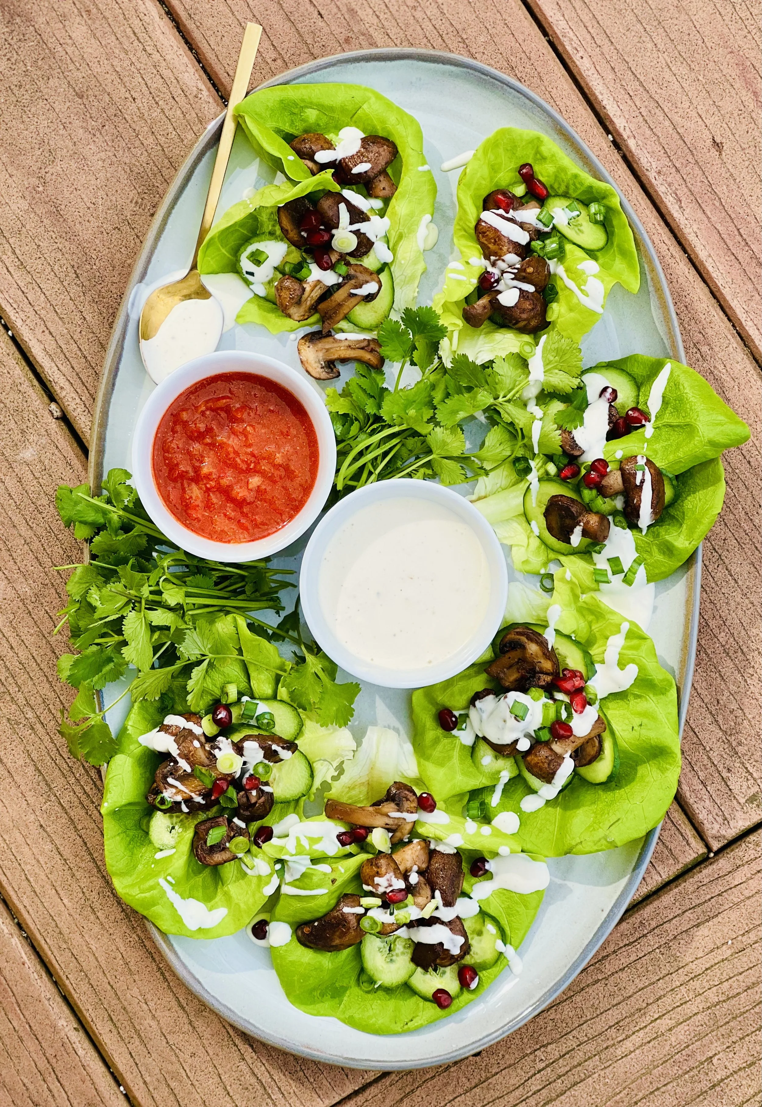 Roasted Mushroom Shawarma Lettuce Wraps